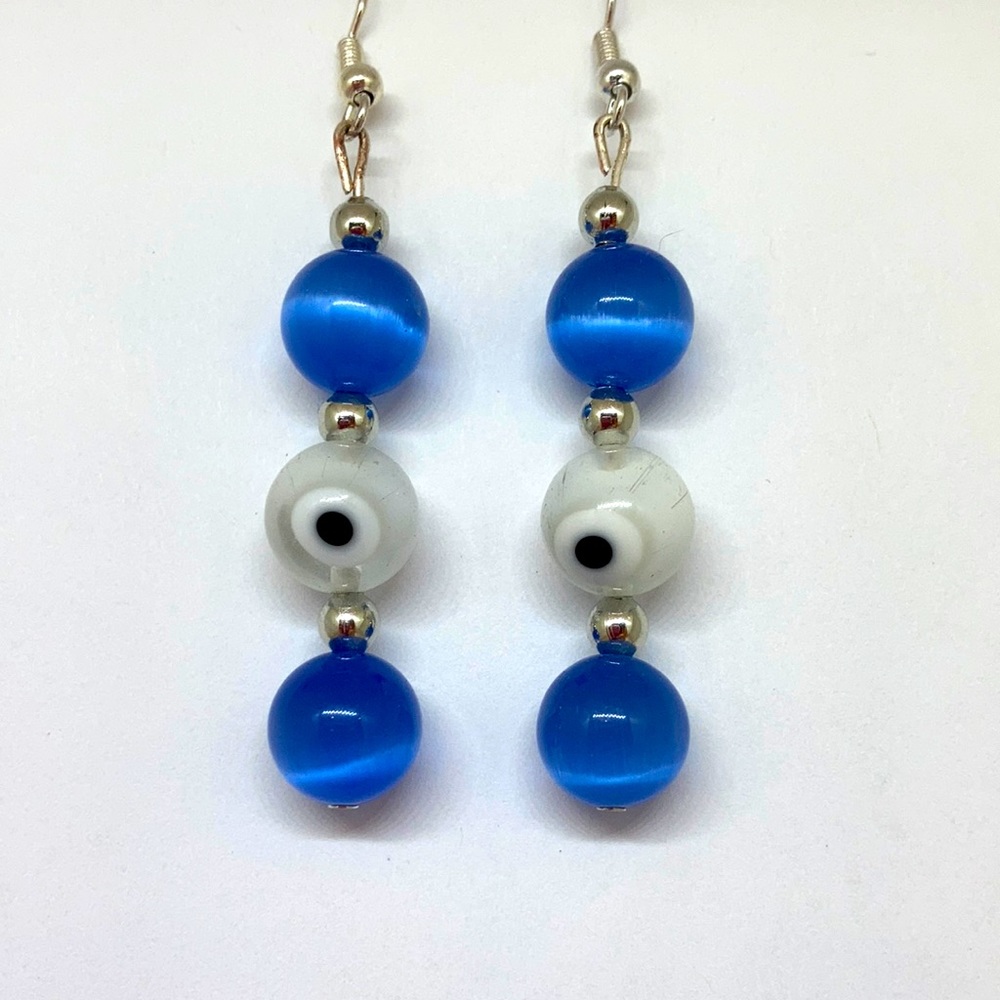 Glimpse of Protection: Handmade Greek Evil Eye Glass Bead Earrings